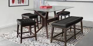 Kealive dining table set kitchen table with bench 5 pieces modern wood table top 2 benches and 2 stools, kitchen dining room furniture set 43.3''l x 27.6''w x 29.5''h metal frame, brown. Black Dining Room Table Sets