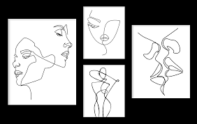 It shows figure from front, side and back view. Set Of 4 Abstract Line Drawing Women Body Framed Wall Art Wall Decor Paintings Wall Coverings Decals More