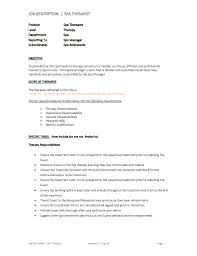 Spa Therapist Job Description Job Description Therapist Wellness Solutions