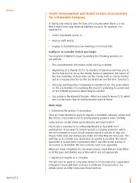 It usually states the company's name, its form and structure, the company's objects* and shareholder liability. Model Memorandum And Articles Of Association Charity Charitable Organization Trustee