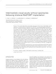 Nous offrons une vaste gamme de services. Pdf Intermediate Visual Acuity Without Spectacles Following Bilateral Restor Implantation