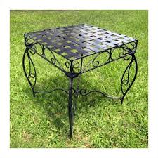 Black Metal Patio Side Table In 2020 Patio Side Table Small Outdoor Side Table Modern Outdoor Side Tables
