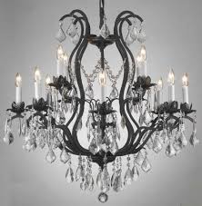 Pair of black wrought iron style ceiling chandelier lights. Wrought Iron Crystal Chandelier Lighting Chandeliers H30 X W28 Chandelier Lighting Amazon Com