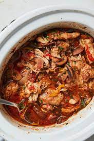 Slow Cooker Chicken Cacciatore With Mushrooms And Bacon Recipe Recipe Slow Cooker Chicken Chicken Cacciatore Recipe Recipes