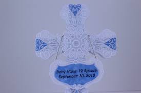 Baby Boy Personalized Cross Tea Light Holder A And S Embroidery
