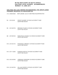 IN THE HIGH COURT OF SOUTH AFRICA GAUTENG LOCAL DIVISION JOHANNESBURG  MONDAY 01 JUNE 2015