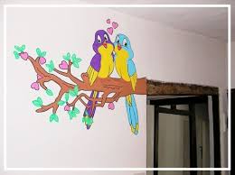 Cartoon Love Birds Wall Drawing Wall Drawing Cartoon Wall Doodle Cartoon