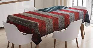 4.5 out of 5 stars. Ambesonne American Flag Tablecloth Royalty Flag Textured Us Backdrop On Damaged Board Plate Design Artwork Print Dining Room Kitchen Rectangular Table Cover 60 X 84 Red Grey Buy Online In Guyana At