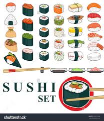 Stock Vector Great Set Of Various Different Types Of Sushi Isolated On White Background 158212508 Jpg 1370 1600 Types Of Sushi Sushi Drawing Sushi Set