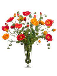 There are 1616 poppy arrangements for sale on etsy, and they cost $21.64 on average. 37 Large Poppy Silk Flower Arrangement In Glass Vase