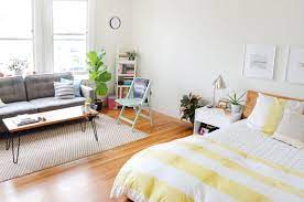 A 420 Square Foot Studio Is Small But Comes With A View Studio Apartment Living Apartment Interior Apartment Inspiration