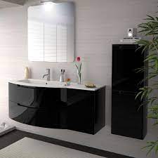 It is available in various sizes and the bathroom vanity for sale include oval, round, square, & rectangle shaped sinks. 53 Inch Modern Floating Bathroom Vanity Black Glossy Finish With Left Sink Top