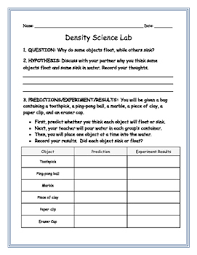 density sink or float experiment/lab