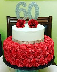 Buttercream Birthday Cake For Grandma Ideas 60th Birthday Cake Buttercream Red And Silver Rosettes Grandma S 80th Birthday Cake 60th Birthday Cakes Red Birthday Cakes