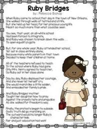 Teachers, save ruby bridges to assign it to your class. Ruby Bridges Poems