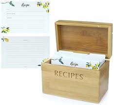 Mint Elm Recipe Box Set With 100 4x6 Recipe Cards 10 Dividers Bamboo Box And Card Holder Cards Made With Thick Bamboo Recipe Box Recipe Card Boxes Bamboo Box