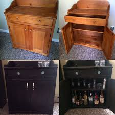 small dry sink turned liquor cabinet
