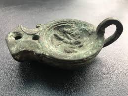 Maybe you would like to learn more about one of these? Bronze Age Finger Oil Lamp Roman Antiquity Estatesales Org