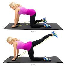 Kneeling Glute Kickbacks With Resistance Band Place The Resistance Band Around One Foot And Assume A Quadruped All Band Workout Fitness Body Resistance Band