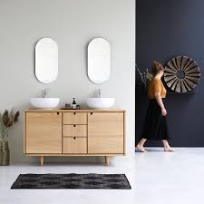 Badmöbel set badezimmermöbel waschtisch waschbecken unterschrank led badspiegel. Doppelwaschbecken Unterschrank Aus Eiche 145 Cm Badezimmermobel Tikamoon