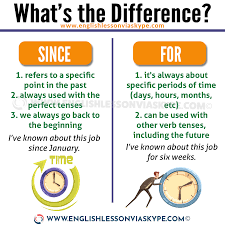 Difference Between Since And For English Lesson Via Skype Learn English Learn English Words English Vocabulary