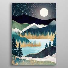 Star Lake Poster Print By Spacefrog Designs Displate Lake Art Art Artwork