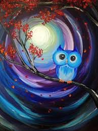 Paint And Sip Owl Google Search Easy Canvas Painting Christmas Paintings On Canvas Night Painting
