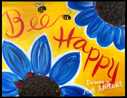 Bee Happy Flowers Kids Painting Party Wine Paint Party Wine Painting