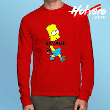 He is voiced by nancy cartwright and first appeared on television in the tracey ullman show short good night on april 19, 1987. Savage Bart Simpson Long Sleeve T Shirt Hotvero Com