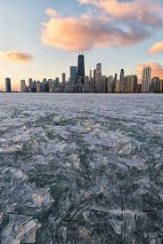 Chicago In The Winter Frozen Lake Michigan What A Beautiful Shot Today Of Chicago In Wintertime Check Out T Lake Michigan Chicago Photography Chicago Winter
