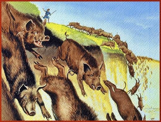Resultado de imagem para os espíritos imundos foram para os porcos"