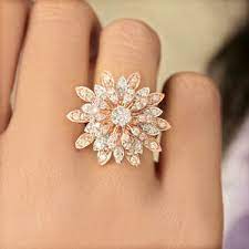 In 14k rose gold (11x9mm) quick shipping. Flower Design Diamond Cocktail Ring Designer Solid Pave 14k Rose Gold Jewelry Ebay