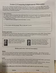 These science worksheets teach kids about the world around them, from atoms to planets and everything in between. Solved Lesson 2 2 Competing Enlightenment Philosophies Th Chegg Com