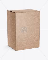 Kraft Paper Box Mockup Halfside View In Box Mockups On Yellow Images Object Mockups