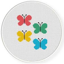 charts club members only colorful butterflies cross stitch pattern