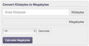 Digital Storage Conversion From Kilobytes To Megabytes Kb