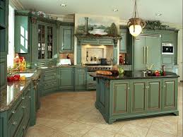 This is an example of a large country open plan kitchen in philadelphia with a farmhouse sink, shaker cabinets, quartz benchtops, red splashback, brick splashback, panelled appliances, light hardwood floors, with … Green French Country Kitchen Cabinets Country Kitchen Cabinets French Country Kitchen Cabinets Kitchen Design Decor