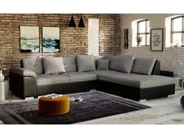 Canapé d'angle convertible en cuir de luxe italien , 5 places lugano, noir, angle gauche. Canape D Angle Tanos Tissu Gris Et Simili Cuir Noir Angle Droit Vente De Canape D Angle Conforama