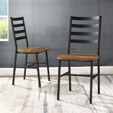 slat back metal and wood dining chair