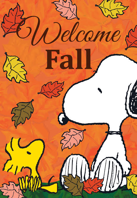 PEANUTS® Falling Leaves Welcome Snoopy & Woodstock - GARDEN - Custom Printed Flags | Flagology.com