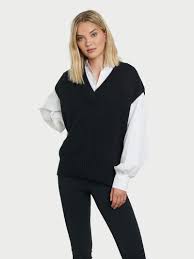 Sleeveless stretch paneled knit vest in black. Parity Black Knitted Vest Up To 73 Off