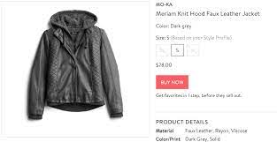 Mo Ka Meriam Knit Hood Faux Leather Jacket Faux Leather Jackets Leather Jacket Faux Leather