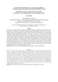 Menyebutkan identitas diri dalam bahasa lampung 2. Pdf Gaya Bahasa Repetisi Lagu Klasik Lampung Dialek O Dalam Kajian Linguistik Antropologis