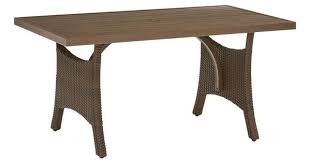 Allen Roth Northborough Rectangle Wicker Outdoor Dining Table 32 8 In W X 57 1 In L With Umbrella Hole Lowes Com Wicker Dining Tables Dining Table Outdoor Dining Table