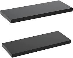 Attach another 2x2 piece of wood of the exact same length on top of the first one using screws. Amazon Com Amada Floating Shelves Black Wall Mounted Set Of 2 Display Ledge Shelves Wide Panel 9 3in Deep Perfect For Living Room Bedroom Bathroom Kitchen Storage Amfs05 Home Kitchen