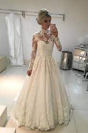 Vintage Lace Wedding Dress High Neck Long Sleeves Long Sleeve Wedding Dress Lace High Neck Wedding Dress Sweetheart Wedding Dress