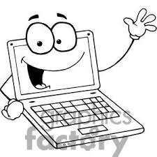 Laptop Cartoon Character Waving A Greeting Coloring Pages Computer Free Coloring Sheets