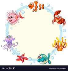 Underwater Creature Border Template Royalty Free Vector Affiliate Border Creature Underwater Template Ad