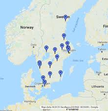 Physical map of sweden showing major cities, terrain, national parks, rivers, and surrounding countries with international borders and outline maps. Sweden Ikea Google My Maps