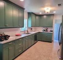 Specialized American Style Green Shaker Kitchen Cabinet With ...